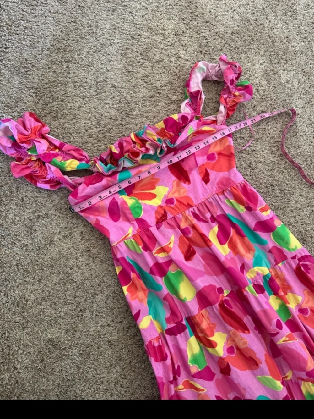 Peach Love California Blooming Affair Floral Print Back-Tie Maxi Dress Sz Large - Picture 10 of 12
